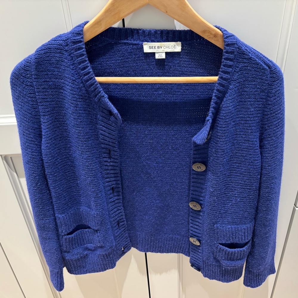 See By Cloe women’s cardigan, Blue, size 2, fit small